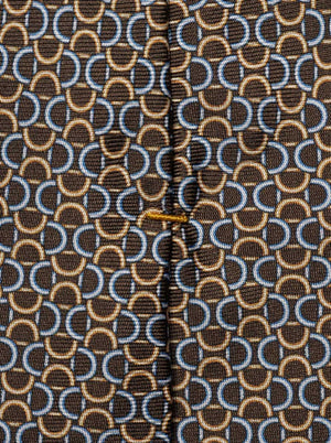 Eton Ties Eton - Geometric Link Printed Brown Silk Tie
