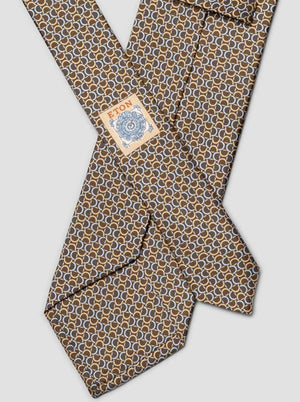 Eton Ties Eton - Geometric Link Printed Brown Silk Tie