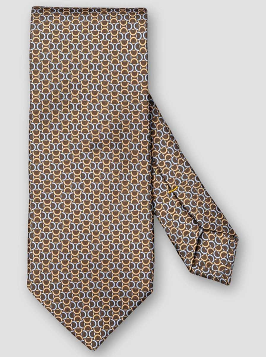 Eton Ties Eton - Geometric Link Printed Brown Silk Tie