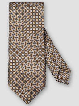 Eton Ties Eton - Geometric Link Printed Brown Silk Tie