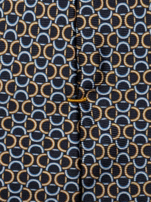 Eton Ties Eton - Geometric Link Printed Navy Silk Tie