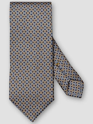 Eton Ties Eton - Geometric Link Printed Navy Silk Tie