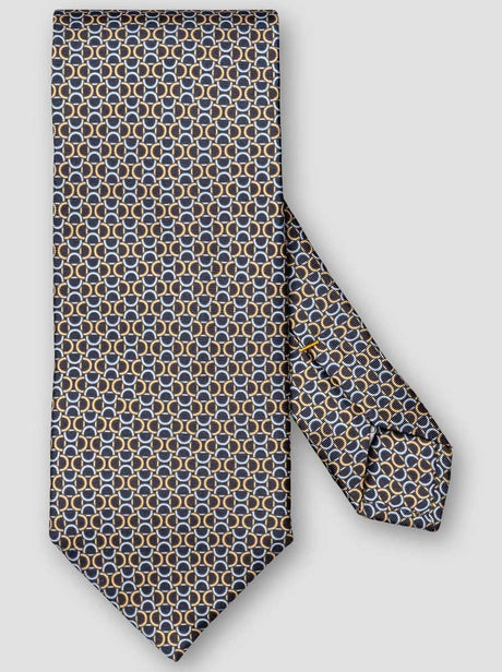 Eton Ties Eton - Geometric Link Printed Navy Silk Tie