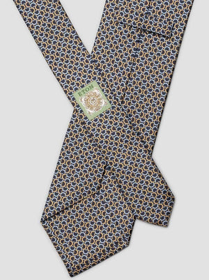 Eton Ties Eton - Geometric Link Printed Navy Silk Tie