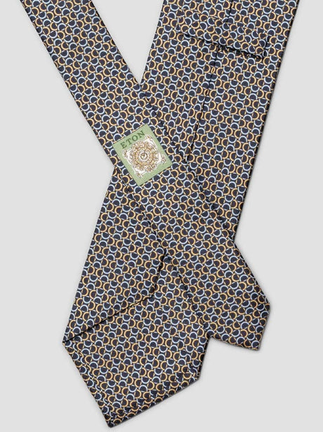 Eton Ties Eton - Geometric Link Printed Navy Silk Tie