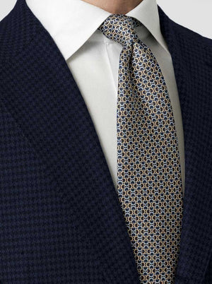 Eton Ties Eton - Geometric Link Printed Navy Silk Tie