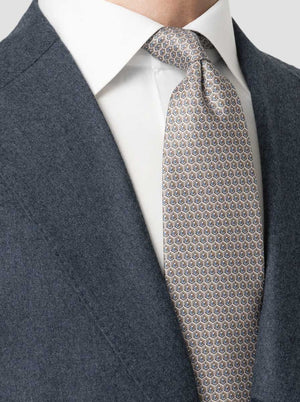 Eton Ties Eton - Geometric Printed Beige Silk Tie