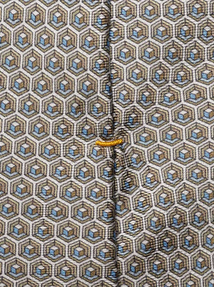 Eton Ties Eton - Geometric Printed Beige Silk Tie