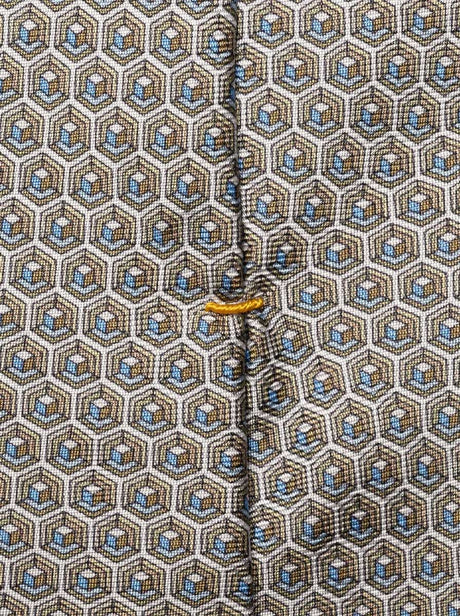 Eton Ties Eton - Geometric Printed Beige Silk Tie