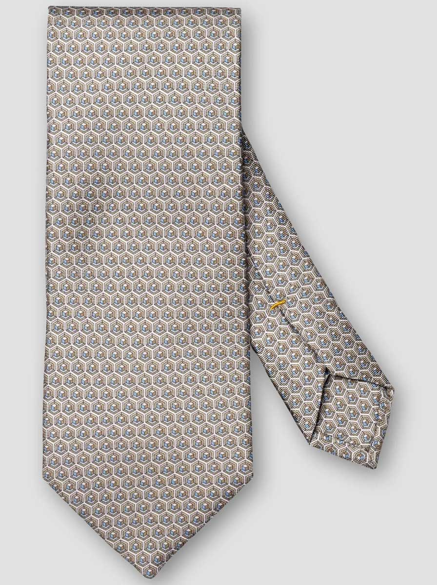 Eton Ties Eton - Geometric Printed Beige Silk Tie