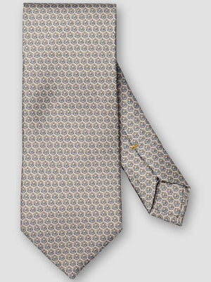 Eton Ties Eton - Geometric Printed Beige Silk Tie