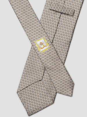 Eton Ties Eton - Geometric Printed Beige Silk Tie