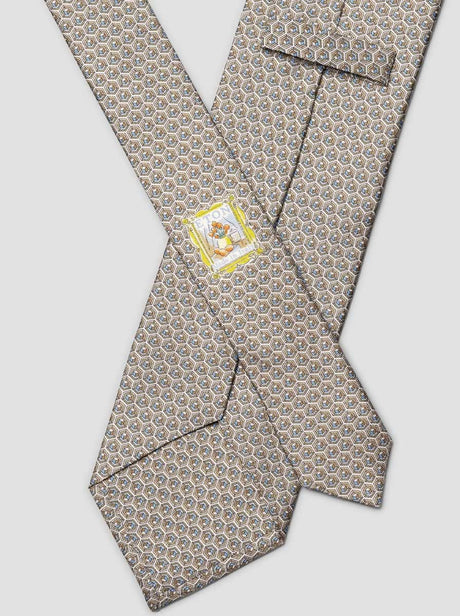 Eton Ties Eton - Geometric Printed Beige Silk Tie