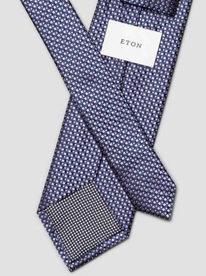 Eton Ties Eton - Geometric Woven Silk Blue/Pink Tie