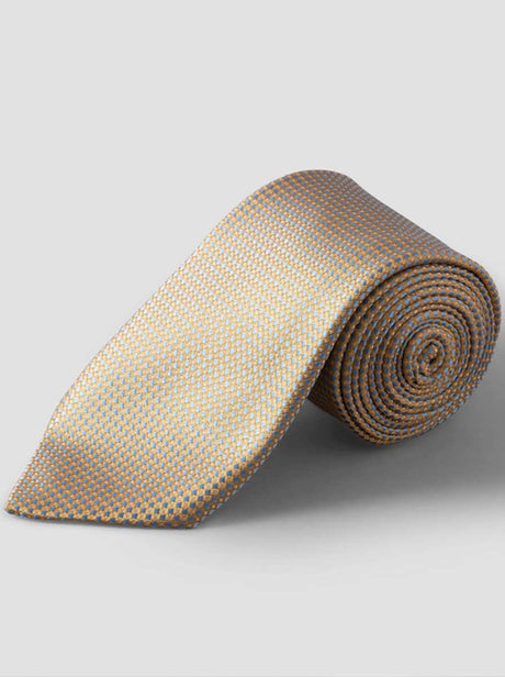 Eton Ties Eton - Geometric Woven Silk Yellow/Sky Tie