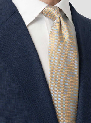Eton Ties Eton - Geometric Woven Silk Yellow/Sky Tie