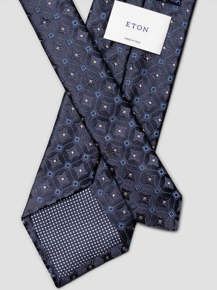 Eton Ties Eton - Medallion Woven Navy Silk Tie