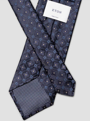 Eton Ties Eton - Medallion Woven Navy Silk Tie