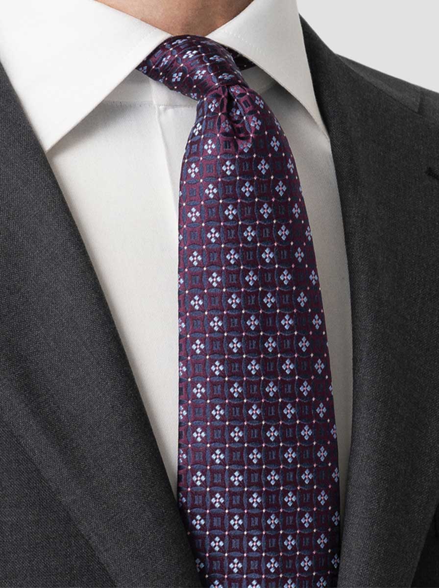 Eton Ties Eton - Medallion Woven Purple Silk Tie
