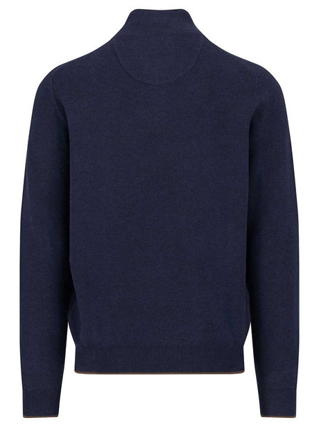 Fynch Hatton Knitwear & Jumpers Fynch Hatton - 1/4 Zip & Button Cotton Navy Jumper
