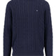 Fynch Hatton Knitwear & Jumpers Fynch Hatton - 1/4 Zip Cotton Cable Knit Navy Jumper