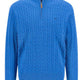 Fynch Hatton Knitwear & Jumpers Fynch Hatton - 1/4 Zip Cotton Cable Knit Strong Blue Jumper