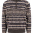 Fynch Hatton Knitwear & Jumpers Fynch Hatton - 1/4 Zip Lambswool Dark Chocolate Jacquard Jumper