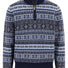 Fynch Hatton Knitwear & Jumpers Fynch Hatton - 1/4 Zip Lambswool Navy Jacquard Jumper