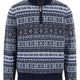 Fynch Hatton Knitwear & Jumpers Fynch Hatton - 1/4 Zip Lambswool Navy Jacquard Jumper