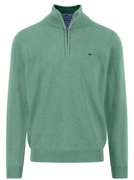 Fynch Hatton Knitwear & Jumpers Fynch Hatton - 1/4 Zip Superfine Cotton Fern Jumper