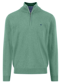 Fynch Hatton Knitwear & Jumpers Fynch Hatton - 1/4 Zip Superfine Cotton Fern Jumper