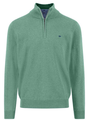 Fynch Hatton Knitwear & Jumpers Fynch Hatton - 1/4 Zip Superfine Cotton Fern Jumper