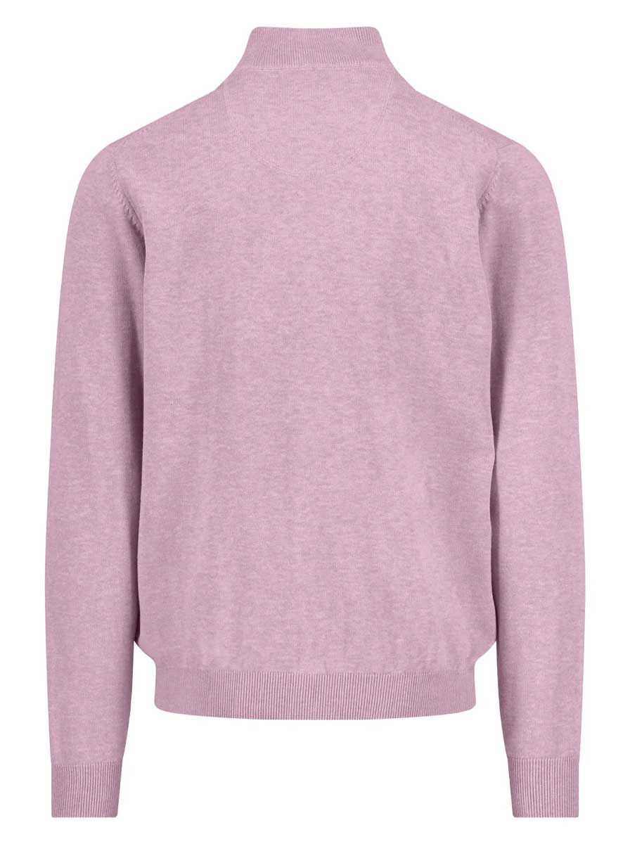 Fynch Hatton Knitwear & Jumpers Fynch Hatton - 1/4 Zip Superfine Cotton Magnolia Jumper