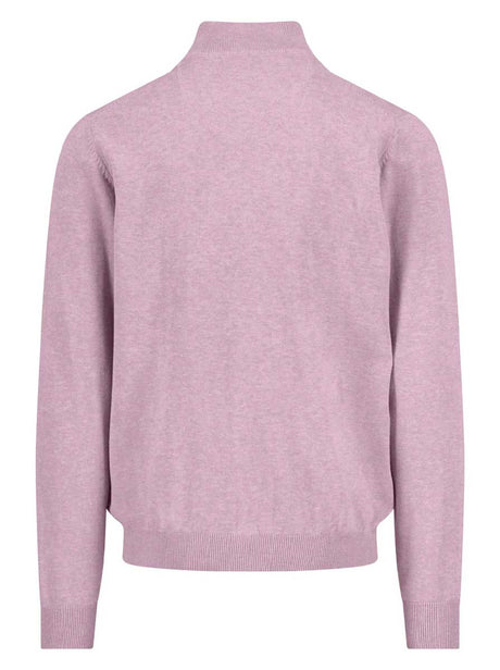 Fynch Hatton Knitwear & Jumpers Fynch Hatton - 1/4 Zip Superfine Cotton Magnolia Jumper