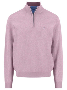 Fynch Hatton Knitwear & Jumpers Fynch Hatton - 1/4 Zip Superfine Cotton Magnolia Jumper