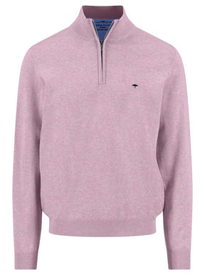 Fynch Hatton Knitwear & Jumpers Fynch Hatton - 1/4 Zip Superfine Cotton Magnolia Jumper