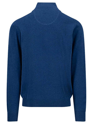Fynch Hatton Knitwear & Jumpers Fynch Hatton - 1/4 Zip Superfine Cotton Midnight Jumper