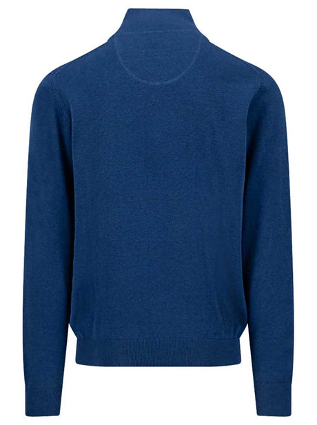 Fynch Hatton Knitwear & Jumpers Fynch Hatton - 1/4 Zip Superfine Cotton Midnight Jumper