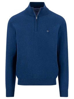 Fynch Hatton Knitwear & Jumpers Fynch Hatton - 1/4 Zip Superfine Cotton Midnight Jumper