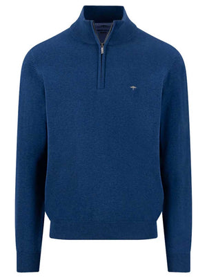 Fynch Hatton Knitwear & Jumpers Fynch Hatton - 1/4 Zip Superfine Cotton Midnight Jumper