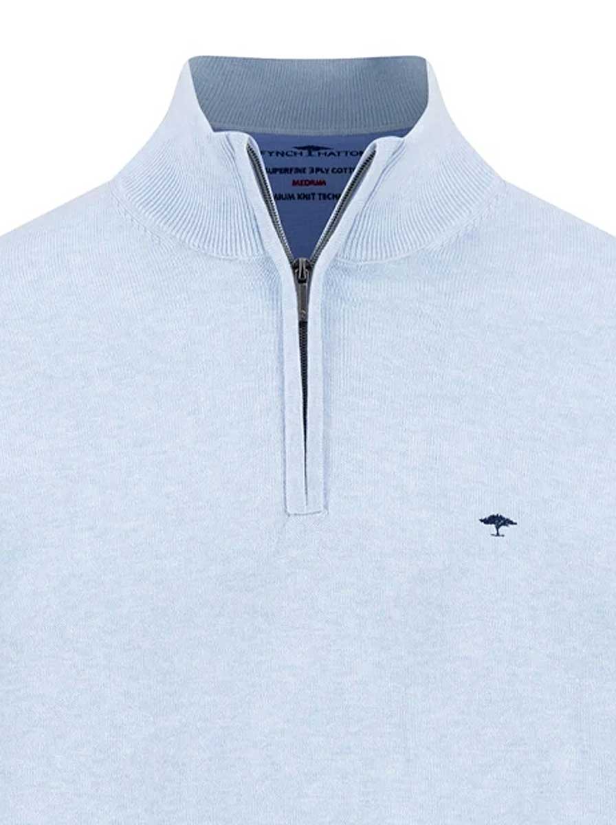 Fynch Hatton Knitwear & Jumpers Fynch Hatton - 1/4 Zip Superfine Cotton New Breeze Jumper