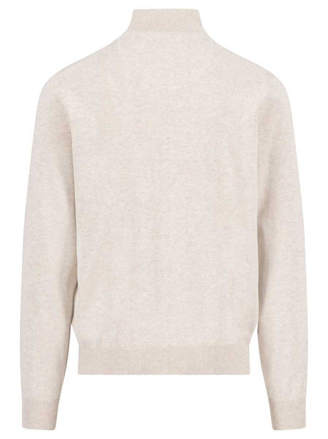 Fynch Hatton Knitwear & Jumpers Fynch Hatton - 1/4 Zip Superfine Cotton Off White Jumper
