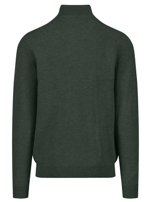 Fynch Hatton Knitwear & Jumpers Fynch Hatton - 1/4 Zip Textured Cotton Dark Ivy Jumper