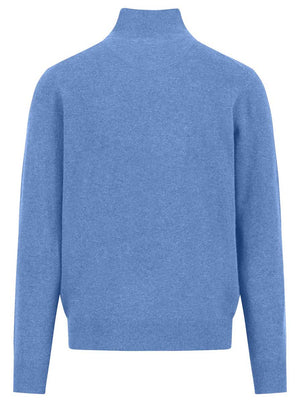 Fynch Hatton Knitwear & Jumpers Fynch Hatton - 1/4 Zip Wool/Cashmere Crystal Blue Jumper