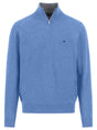 Fynch Hatton Knitwear & Jumpers Fynch Hatton - 1/4 Zip Wool/Cashmere Crystal Blue Jumper