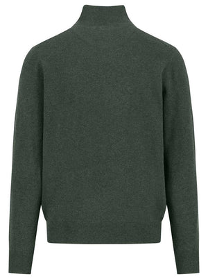 Fynch Hatton Knitwear & Jumpers Fynch Hatton - 1/4 Zip Wool/Cashmere Dark Ivy Jumper