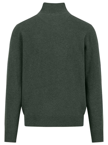 Fynch Hatton Knitwear & Jumpers Fynch Hatton - 1/4 Zip Wool/Cashmere Dark Ivy Jumper