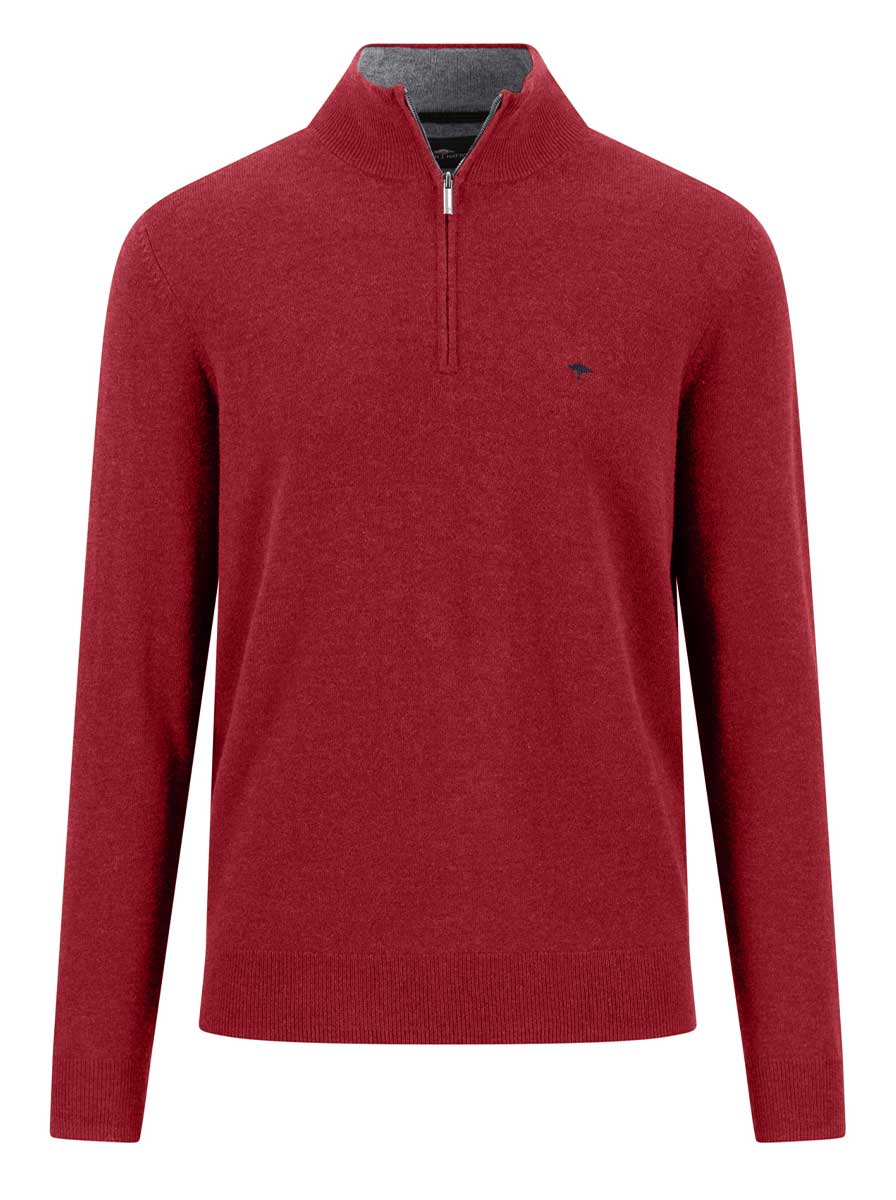 Fynch Hatton Knitwear & Jumpers Fynch Hatton - Brick Wool/Cashmere 1/4 Zip Jumper