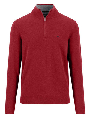 Fynch Hatton Knitwear & Jumpers Fynch Hatton - Brick Wool/Cashmere 1/4 Zip Jumper