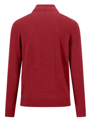 Fynch Hatton Knitwear & Jumpers Fynch Hatton - Brick Wool/Cashmere 1/4 Zip Jumper